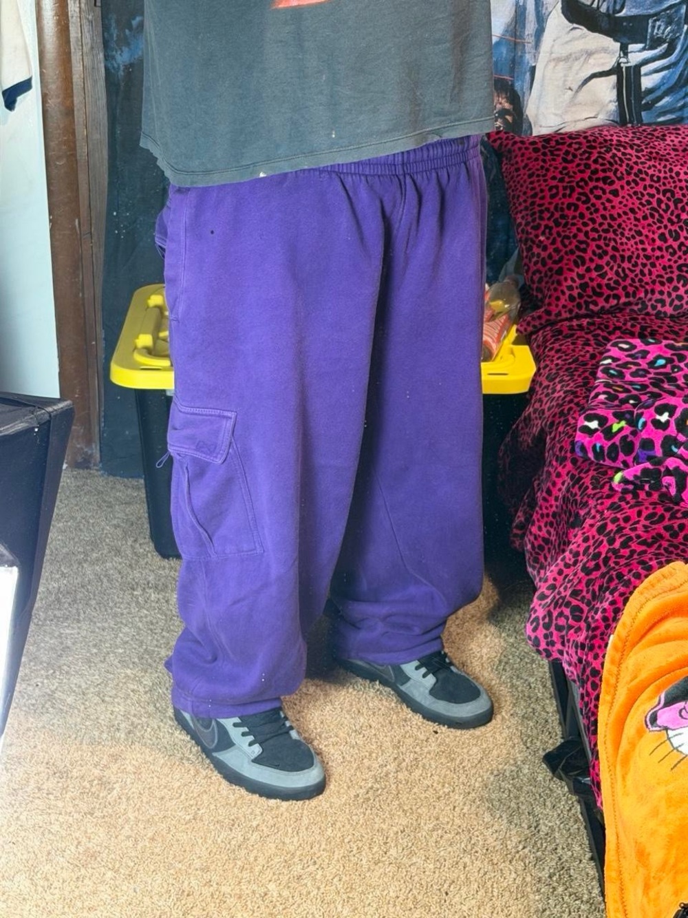 Champs Purple Cargo Sweatpants for Men - Relaxed Fit